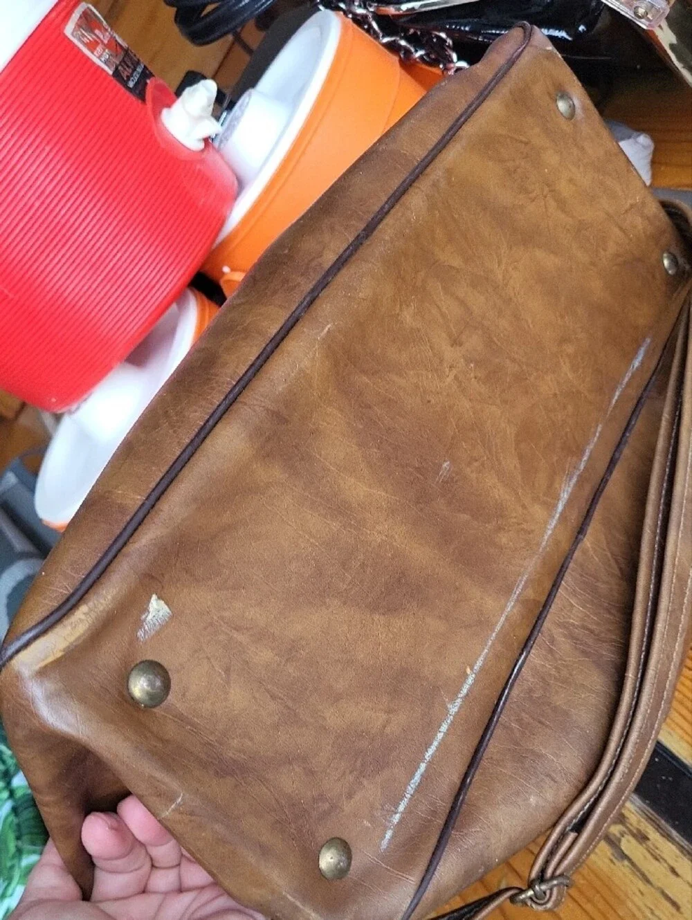 Leather Travel Weekender Bag - Brown